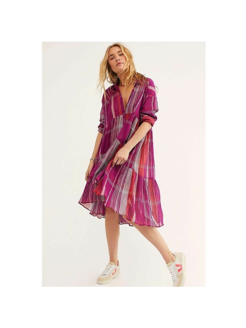 Free People We The Free Portofino Festival Tiered Midi Tunic Dress M